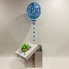 Sparkling Blue Happy Birthday Deco Bubble Balloon in a Box